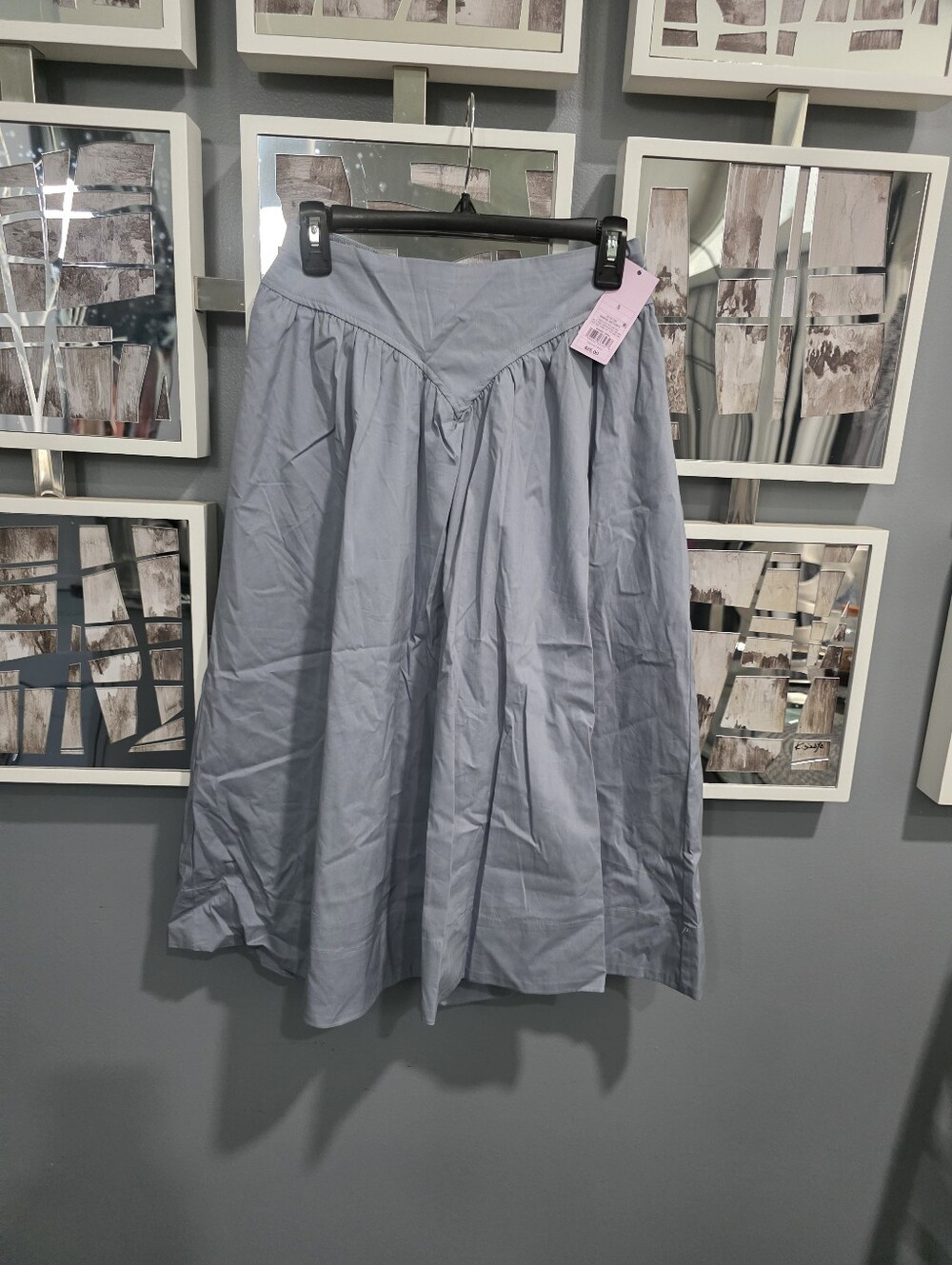 Universal Thread Light Blue A-Line Midi Skirt with V-Waist Seams